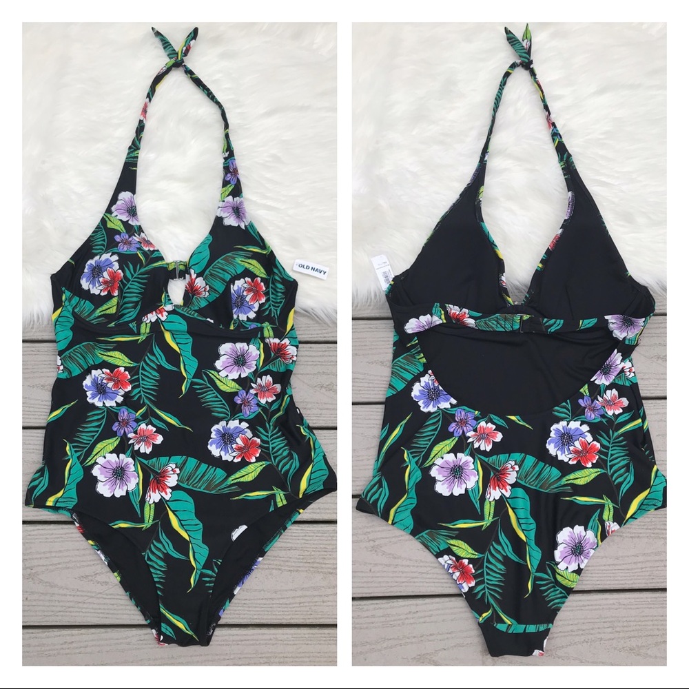 NWT Old Navy Palm Leaf Floral One Piece Swimsuit